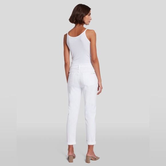 7 FOR ALL MANKIND Broken Twill Josefina Boyfriend Jeans in White - Picture 14 of 16